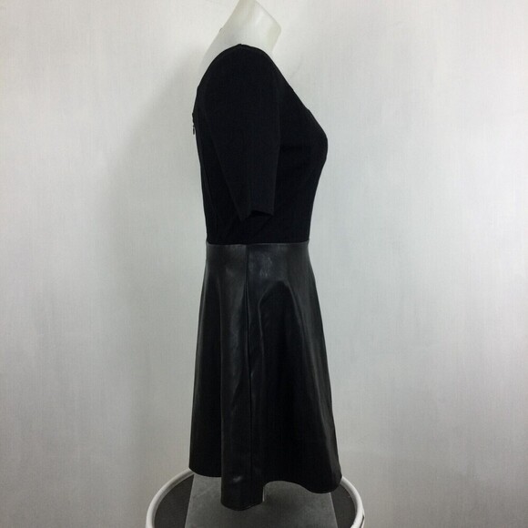 Bailey 44 Womens Fit & Flare Faux Leather Scoop Neck Mini Dress Black Size Small - Picture 4 of 9